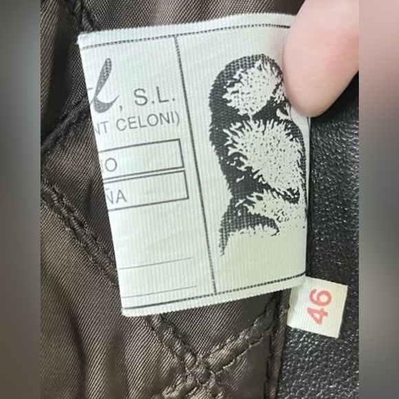 Peleteria Vintage Sheepskin Brown‎ Leather Coat Fur Collar Womens Size 46/14 - Picture 13 of 13